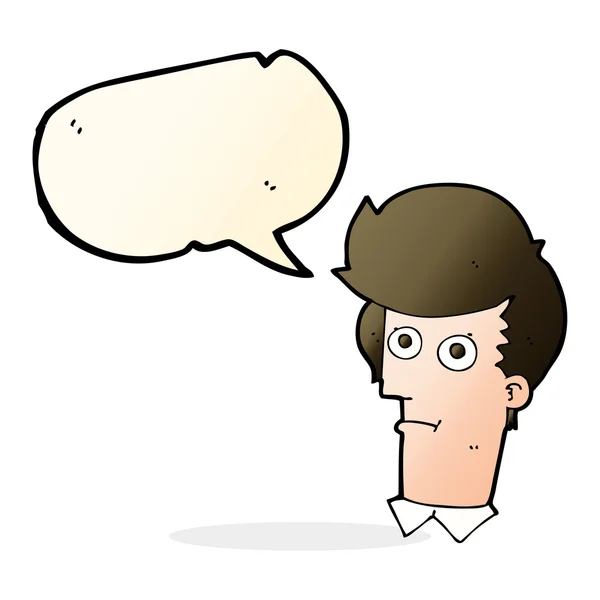 Γελοιογραφία κοιτάζοντας το πρόσωπο με φούσκα ομιλία — Διανυσματικό Αρχείο