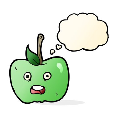 Düşünce baloncuklu çizgi film elması