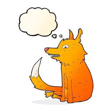 çizgi film fox düşünce balonu ile oturan