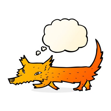 Düşünce baloncuğu olan küçük tilki