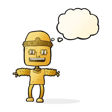 Düşünce baloncuklu çizgi film robotu