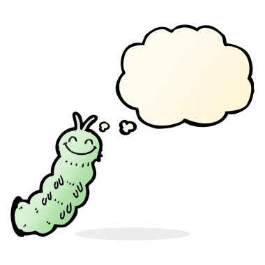 Düşünce baloncuklu çizgi film tırtılı