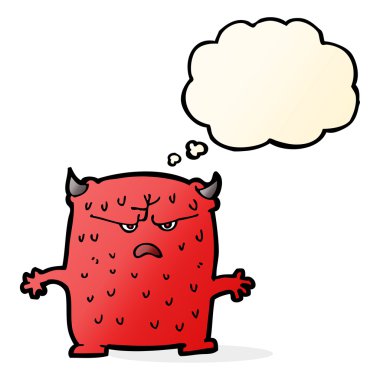 Düşünce baloncuğu olan küçük uzaylı çizgi film