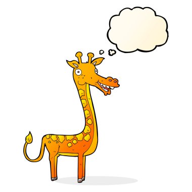 Düşünce baloncuklu çizgi film zürafası