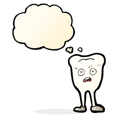 düşünce balonu ile sararmış diş çizgi film