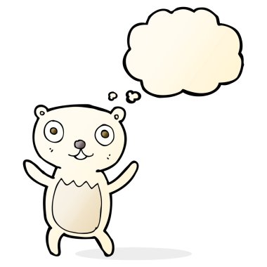 Düşünce baloncuklu çizgi film kutup ayısı yavrusu