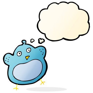 çizgi film şişman kuş düşünce balonu ile