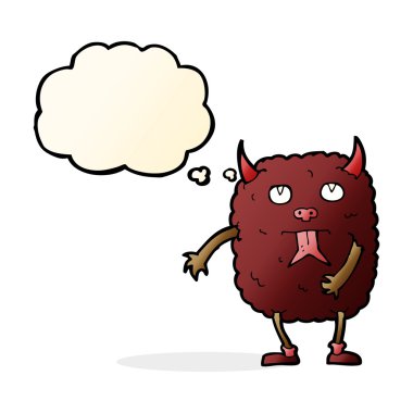 Düşünce baloncuklu komik çizgi film canavarı