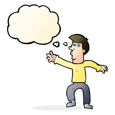 Düşünce baloncuğu olan adama ulaşan çizgi film