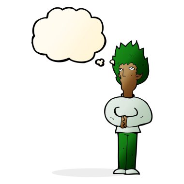 Düşünce baloncuğu olan vampir adam.