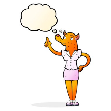 çizgi film Tilki kadın fikir düşünce balonu ile