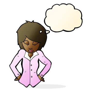 el HIPS düşünce balonu ile kadınla çizgi film