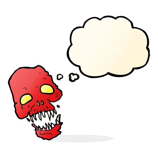 Karikatura strašidelná lebka s myšlenkovou bublinou — Stockový vektor
