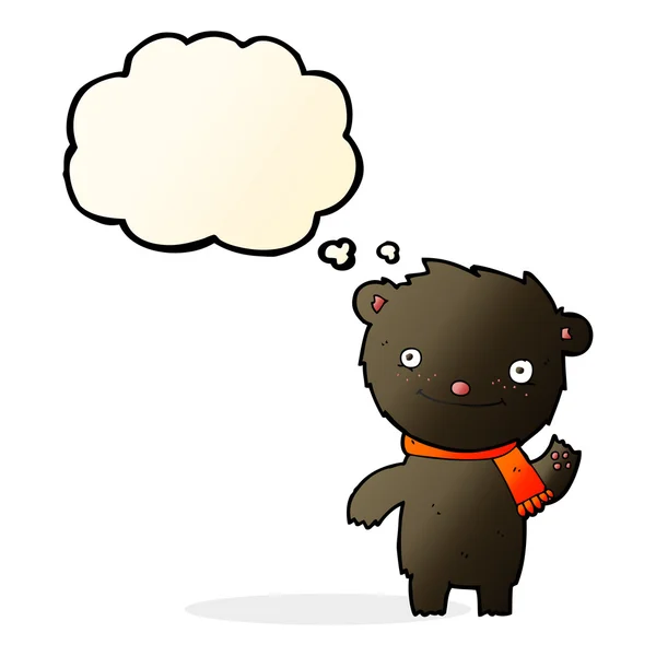 Rajzfilm aranyos fekete medve, a bubble gondolat — Stock Vector