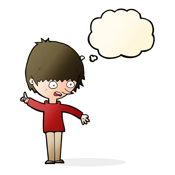 Cartoon Junge mit Frage mit Gedankenblase — Stockvektor