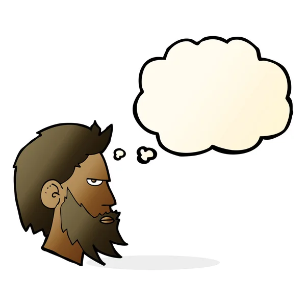 Homme dessin animé avec barbe avec bulle de pensée — Image vectorielle