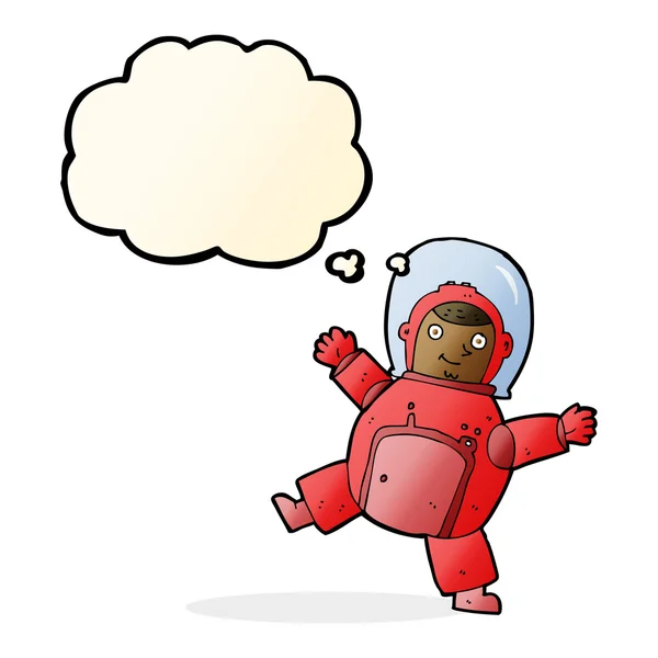 Cartoon astronaut met gedachte zeepbel — Stockvector