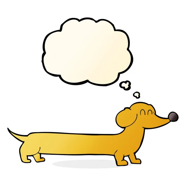 Desenho animado dachshund com bolha de pensamento — Vetor de Stock