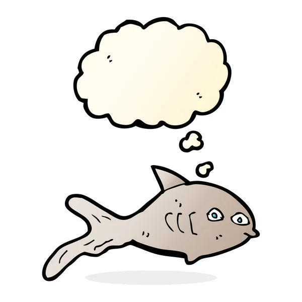 Peces de dibujos animados con burbuja de pensamiento — Vector de stock