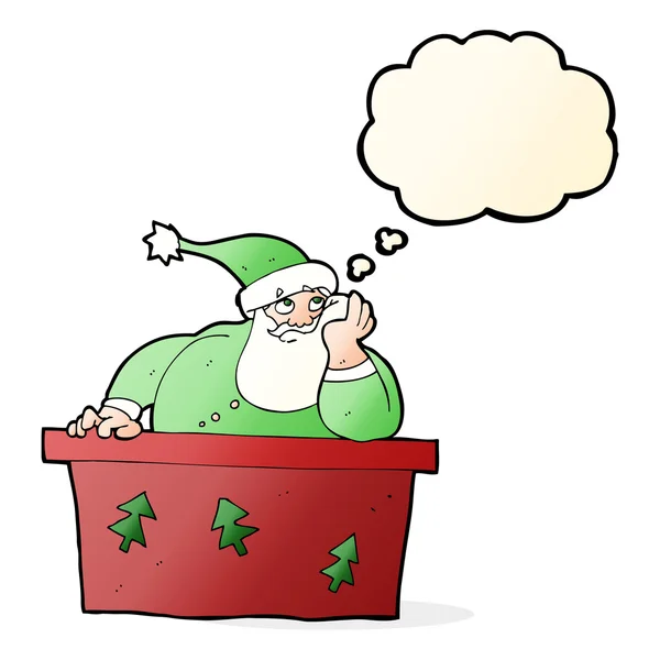 Cartoon bored santa claus with thought bubble — Stock Vector
