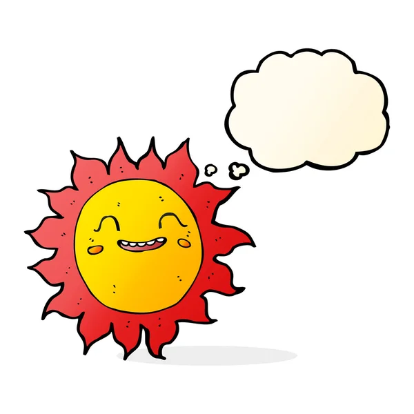 Cartoon happy sun with thought bubble — Stock Vector