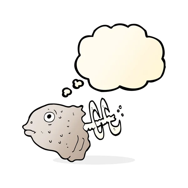 Cartoon fish head with thought bubble — Stock Vector