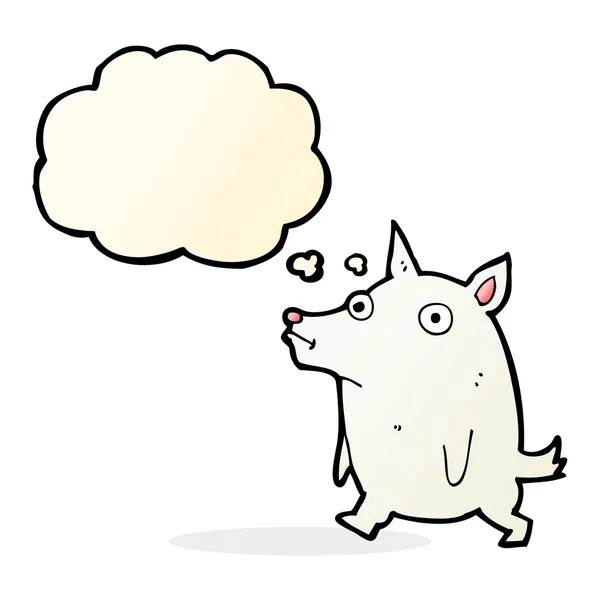 Dibujos animados divertido perrito con burbuja de pensamiento — Vector de stock