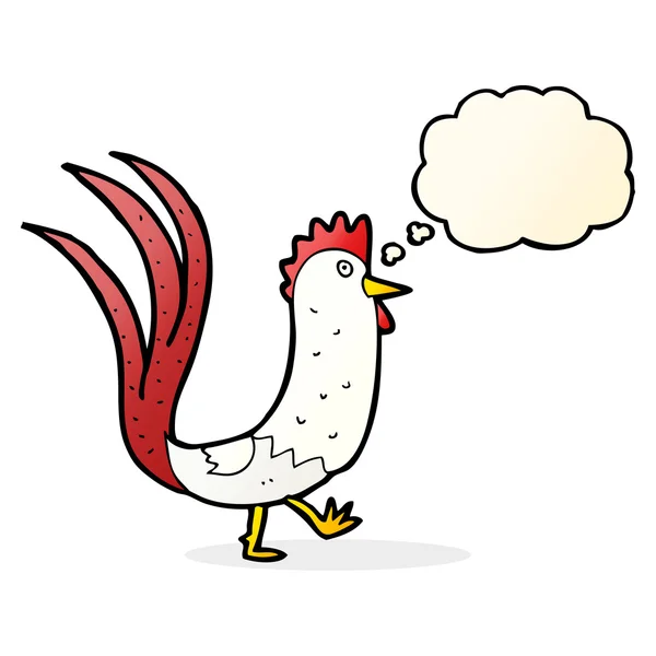 Cartoon cockerel with thought bubble — Stock Vector