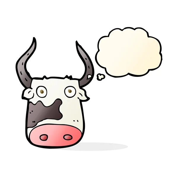 Vaca de dibujos animados con burbuja de pensamiento — Vector de stock