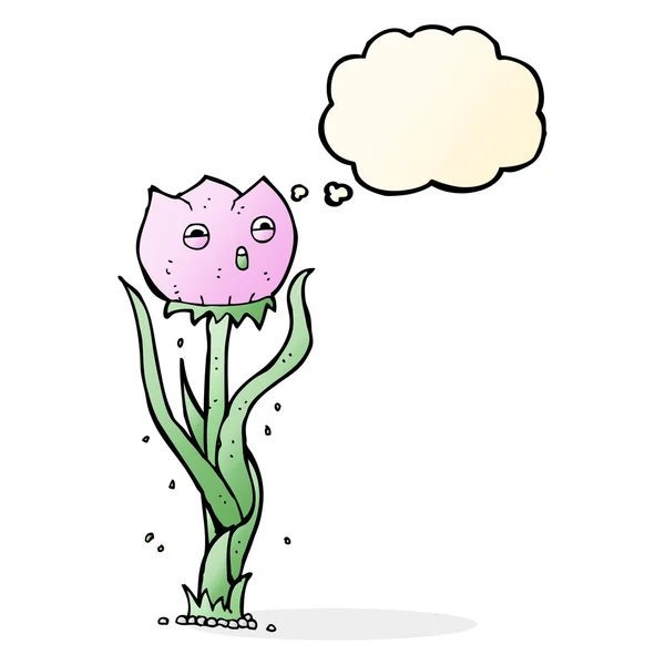 Tecknad blomma med tanke bubbla — Stock vektor