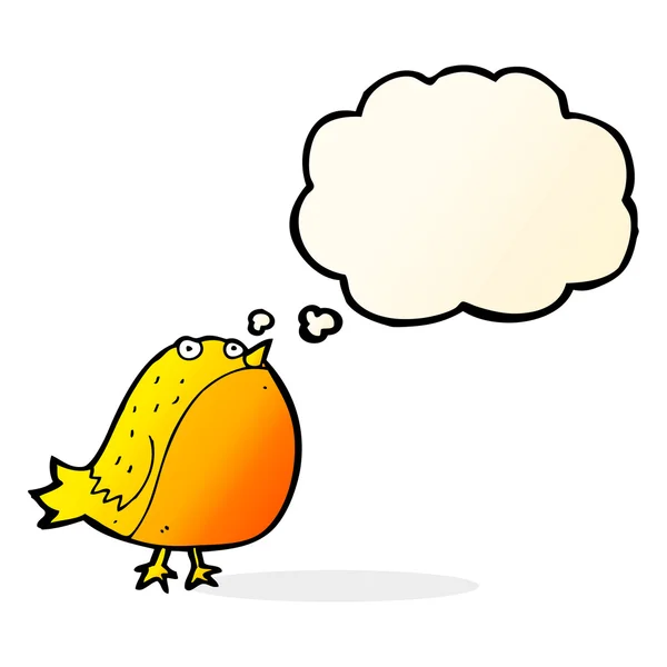 Dibujos animados pájaro gordo con burbuja de pensamiento — Vector de stock