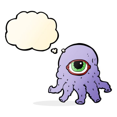 Düşünce baloncuklu uzaylı kafası
