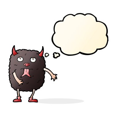 Düşünce baloncuklu komik çizgi film canavarı