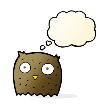 Düşünce baloncuklu çizgi film baykuşu