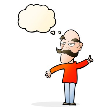 çizgi film yaşlı adam düşünce baloncuğu ile hikaye anlatıyor