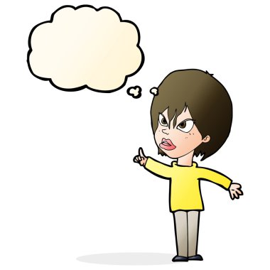 düşünce balonu ile savunarak çizgi film kadın