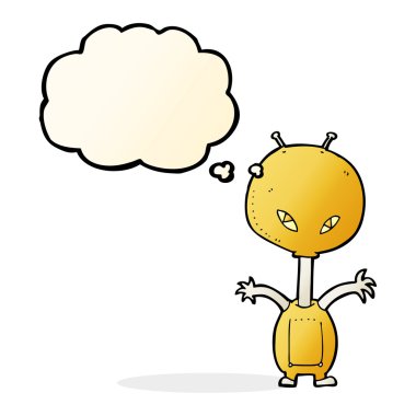 Düşünce baloncuğu olan uzaylı çizgi film