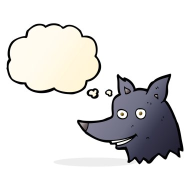 Düşünce baloncuklu bir kurt kafası.