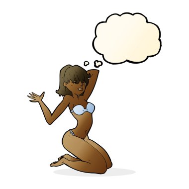 çizgi film seksi bikini kız düşünce balonu ile