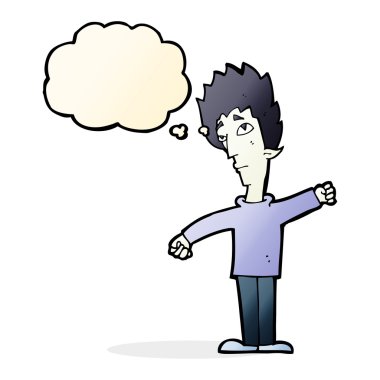 Düşünce baloncuğu olan vampir adam.