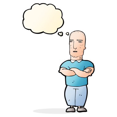 Çizgi film, kel adamı düşünce baloncuğuyla kızdırdı.