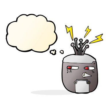 Düşünce baloncuklu robot kafası
