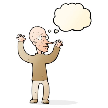 Düşünce baloncuğu olan kötü adam çizgi filmi