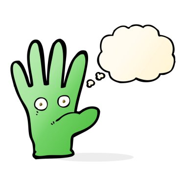 çizgi film gözleri düşünce balonu ile eliyle