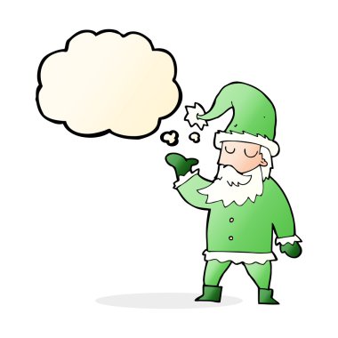 Düşünce baloncuklu çizgi film Noel Baba