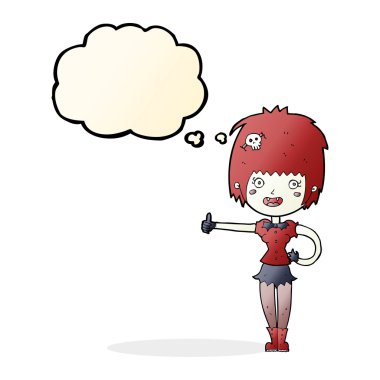 Çizgi filmdeki vampir kız. Düşünce baloncuğuyla işaret veriyor.