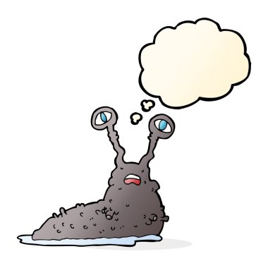 Düşünce baloncuklu iğrenç çizgi film sümüklüböceği