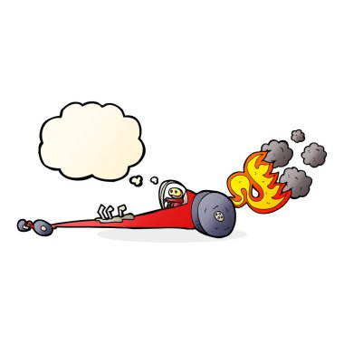 Düşünce balonlu çizgi film sürükleme yarışçısı