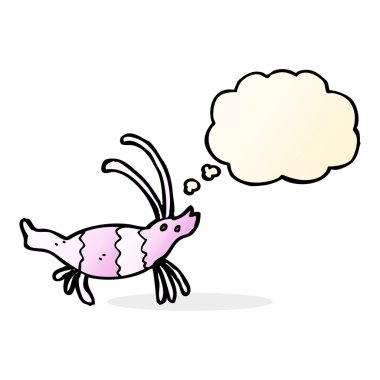 çizgi film karides ile düşünce balonu