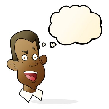 Düşünce baloncuklu erkek yüzü